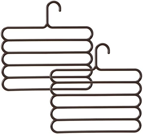 AlexStudio Multi-Purpose Pants Hangers Closet Hangers Space Saver Storage Rack Hanging Jeans Scarf Tie （2 Pack） (Coffee)