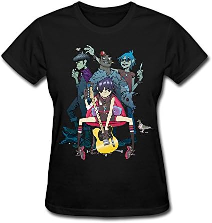 HUAYUANDA Women's Gorillaz Band T-shirt M Black