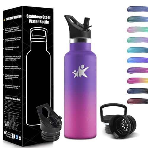 HoneyHolly Childrens Water Bottle, 500 ml, BPA-Free, Stainless Steel, Leak-Proof Insulated Flask, Double-Walled Water Bottle with Straw for Sports, School, Office