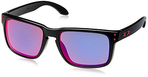 Oakley Holbrook OO9102-36 Iridium Sport Sunglasses,Matte Black/Positive Red Iridium,55 mm