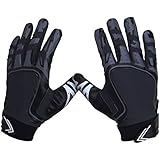 Pure Athlete Football Receiver Gloves â€“ Elite-Stick Silicone Gripping Technology â€“ Adult Sizes (Black, Large)