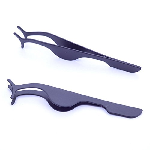 TONSEE False Eyelashes Extension Applicator Remover Clip Tweezers Nipper (Black) - Thumbnail 3