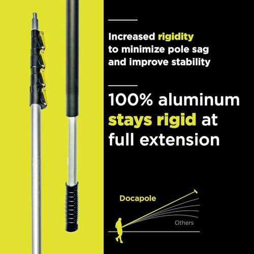 DOCA Telescoping Pole 6-24 Ft - Extension Pole for Cleaning, Feather Duster, Window Washing Kit, Paint Roller, Window Squeegee - High Reach Extendable Kit for Indoor & Outdoor - Squeegee Scrubber