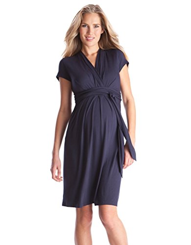 Tenuodan Maternity Dresses for Women V Neck Pregnancy Clothes Knee Length Skirts