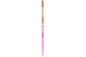Kiara Sky Acrylic Brush #12 - Pink | 100% Pure Kolinsky | Crystal Cut Handle and Acetone Resistant