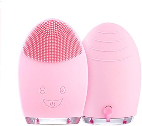 Silicone Facial Cleansing Brush,Face Cleanser &amp; Massager Vibrating Waterproof for Normal Skin (Pink)