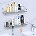 Shower Caddy Adhesive Shower Shelf Large Wall Mounted Organizer with Hooks, No Drilling Strong Long Bathroom Shelves Rack Rustproof 304 Stainless Steel Shower Caddies Storage (13.5Inches, Set of 2)