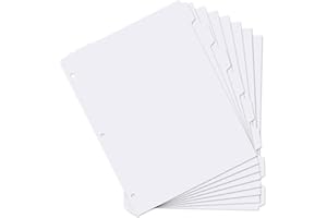 suituts 12 Pack 3 Ring Binder Dividers with 8 Tabs, Blank Write On, 3 Hole Punch Index Dividers, Paper Binder Dividers, 96 Di