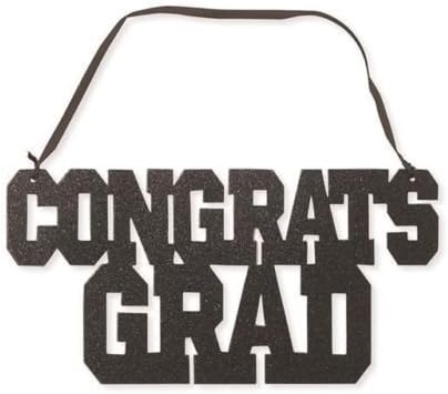 Sophisticate Grad Graduation Party Congrats Grad Hanging Glitter Sign