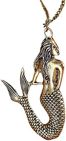 FanC, Women's Vintage Antique Looking Mermaid Pendant Sweater Chain Necklace