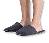 Pembrook Men’s Slippers With Memory Foam – Gray - S/M (7-9.5) – Fuzzy Polar Fleece With Non Skid Sole - Great Plush Slip On House Slippers For Adults, Men, Boys