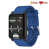 Fitness Tracker HR,Iswim Color Screen ECG PPG Smart Watch,IP72 Waterproof, Activity Tracker with Heart Rate Blood Pressure Calories Pedometer Sleep Monitor Call/SMS Remind for Smartphones (Blue)