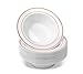 BloominGoods 100 Disposable Plastic Dessert Bowls | SMALL 6 oz. White Rose Gold Rimmed Premium Heavy Duty Real China Design Reusable | Great for Parties (50-Pack)