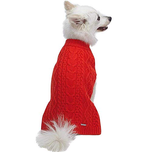 Blueberry Pet Classic Wool Blend Cable Knit Pullover Dog Sweater in