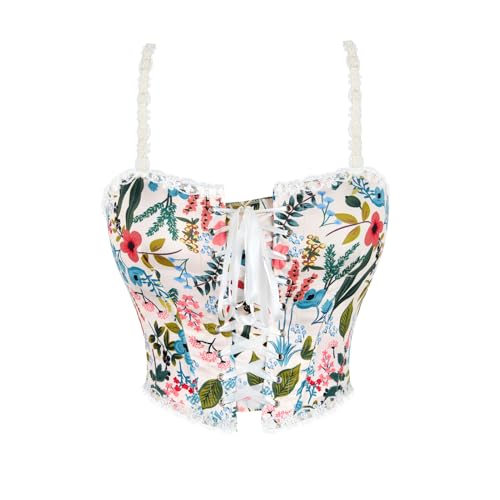 Zhitunemi Renaissance Corset Tops Bodice: Vintage Floral Corsets Bustier for Women Costumes - Renaissance costume women Party 509White Petite L at Amazon