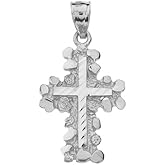 Solid 925 Sterling Silver Nugget Cross Crucifix Religious Pendant (Small)