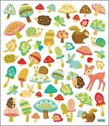 Tattoo King (6-Pack) Multicolored Stickers Woodland Animals and Mushrooms SK129MC-4269