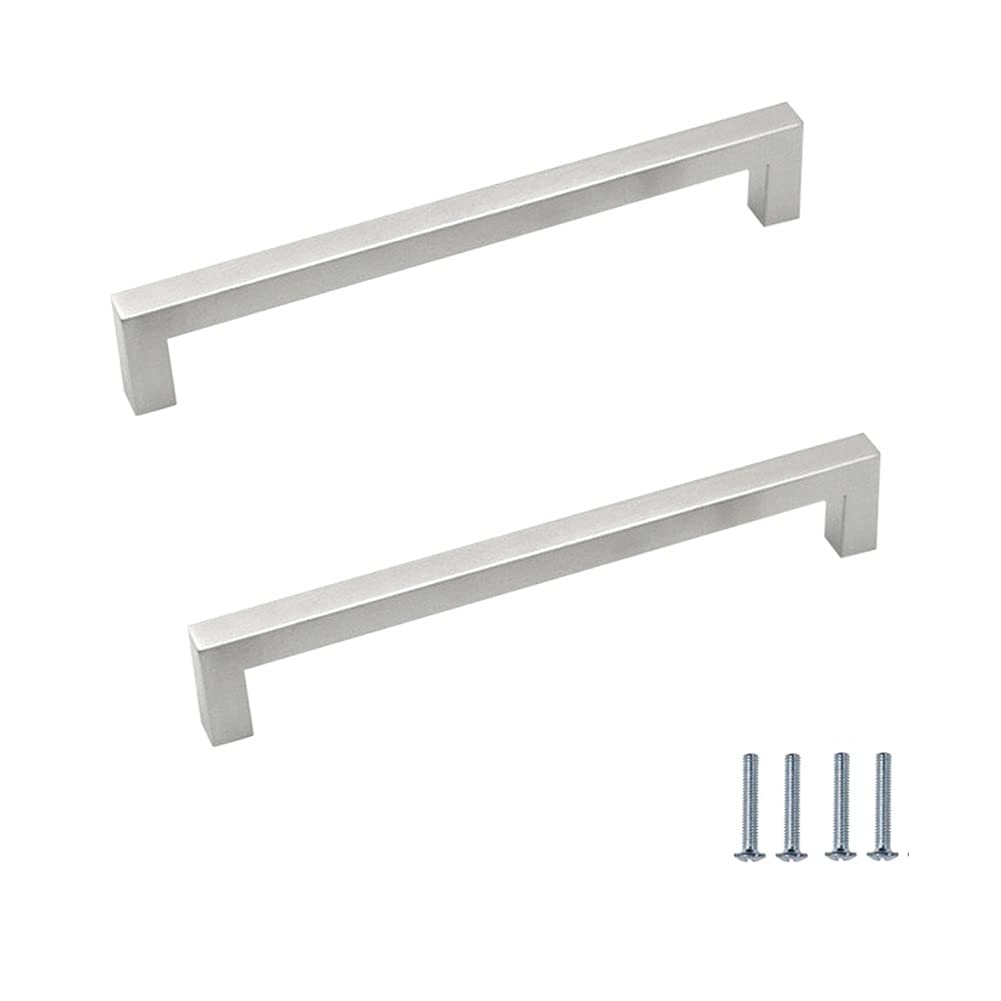 ANSIEDIO 2 Piece Stainless Steel Kitchen Cabinet Door Handles Cupboard Drawer Bedroom Furniture Handle Pull Distance 192 mm Silver with Screws