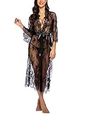 Avidlove Women Sexy Long Lace Lingerie Kimono Robe