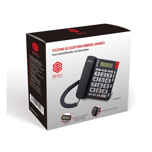 Select Sound | Teléfono Alámbrico con Numeros Grandes e identificador de Llamadas con función de Manos Libres para Casa U Oficina