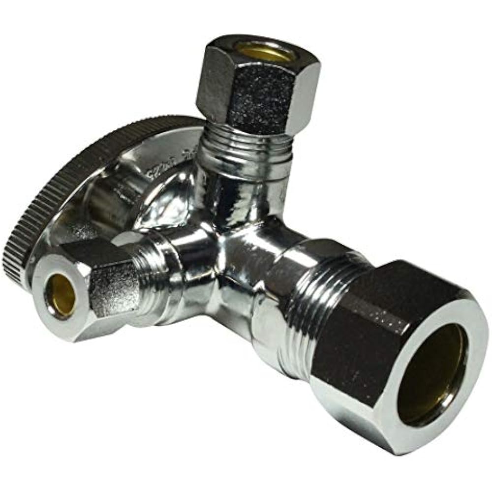 Dual Compression Outlet Angle Stop Valve, Plumbing Fitting, Quarter