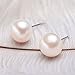 EVER FAITH 925 Sterling Silver AAA Pink Freshwater Cultured Pearl Button Stud Earrings - 8MM