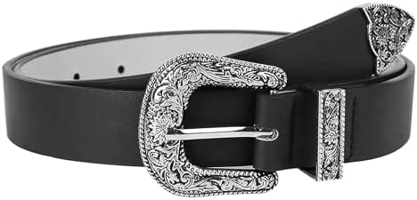 Gothic Chrome Skull Elastic Waist Belt - Silver Buckle Amazon.com: Chrome Skull Black Elastic Waist Belt  main image 3