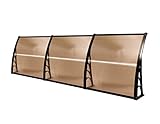 MCombo 40in×120in Window Awning Outdoor Polycarbonate Front Door Patio Cover Garden Canopy 6055-4012 (Dark Brown) (Renewed)