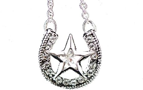 Western bling jewelry horseshoe star crystal bling necklace