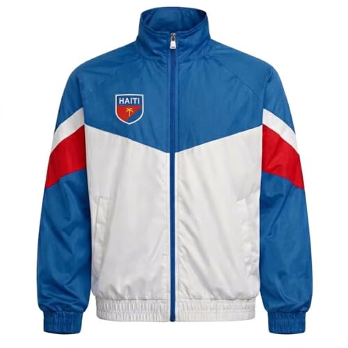 Track Jacket – Unisex Haiti Flag Athletic Zip-Up for Men & Women – Lightweight Workout Windbreaker – Pride Clothing – Soccer Sports & Streetwear (Large) at Amazon
