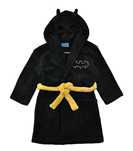 DC Comics Little/Big Boys' Batman Fleece Hooded Robe, Black 2T