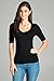 Emmalise Women's Cotton Blend V Neck Tee Shirt Half Sleeves - Black, S