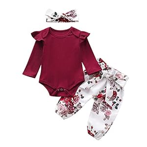 Neugeborene Baby Girl Floral Romper Tops Overall Lange Hosen Stirnband Outfits Kleidung Sets