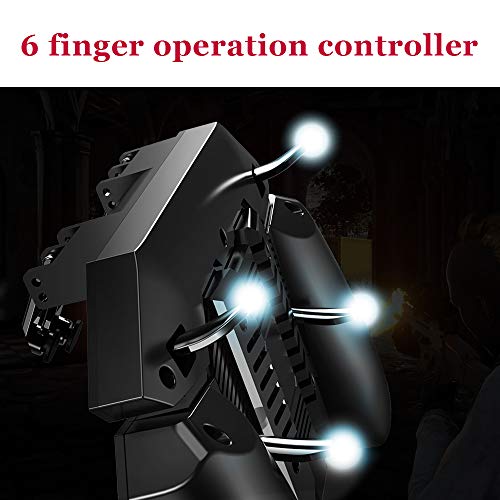 Newseego PUBG Mobile Game Controller, [Upgrade] 6 Finger Trigger Phone Controller Gamepad with Cooling Gamepad for Shooter Sensitive Aim Trigger for Android & iOS for Knives Out/Rules of Survival - Thumbnail 2