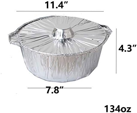 [10pcs]Aluminum Foil Boiler Disposable Tin Boiler and Extra Deep Aluminum Foil for Hot Pot and Camping 105oz 134oz 187oz. (134oz)