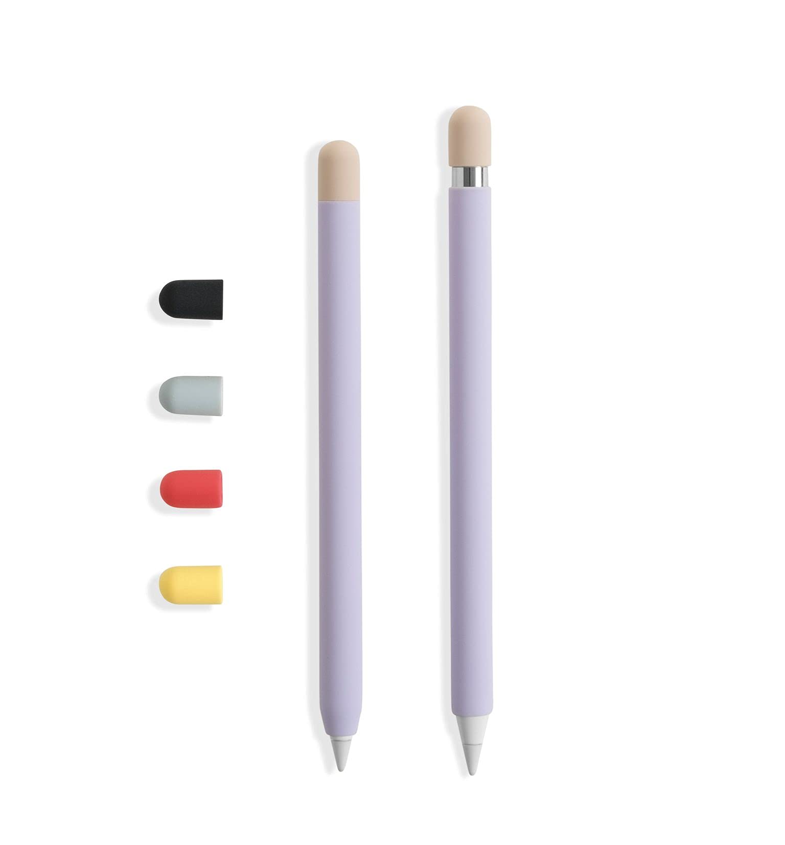 doodroo - Apple Pencil Skin, Lilac Protective Case with 5 Coloured Caps, Compatible with Apple Pencil 1st and 2nd Generation