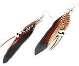Black Bohemian Gypsy Natural Feather Beads Earrings for Teens, Women, Girls
