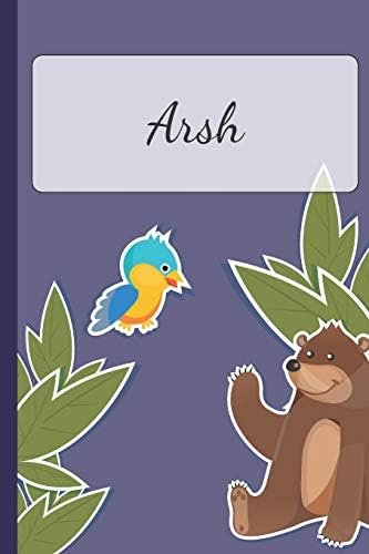 Arsh: Personalized Notebooks • Sketchbook for Kids with Name Tag • Drawing for Beginners with 110 Dot Grid Pages • 6x9 / A5 size Name Notebook • ... Personal Gift • Planner and Journal for kids