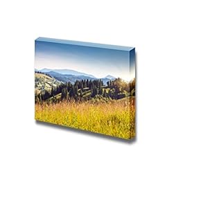Canvas Prints Wall Art - Fantastic Yellow Hills with Summer Blue Sky in Carpathian, Ukraine - 12" x 18"