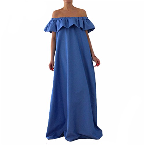 navy ruffle maxi dress S / Royal Blue
