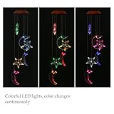 OULII Wind Chimes LED with Star and Moon Shapes and Solar-Powered Illumination at Night