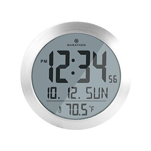 MARATHON 25.5 cm Digital Wall Clock with Date & Indoor Temperature