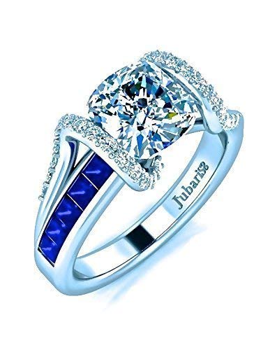 Amazon Com 2 Tcw Contemporary Blue Sapphire Diamond Engagement