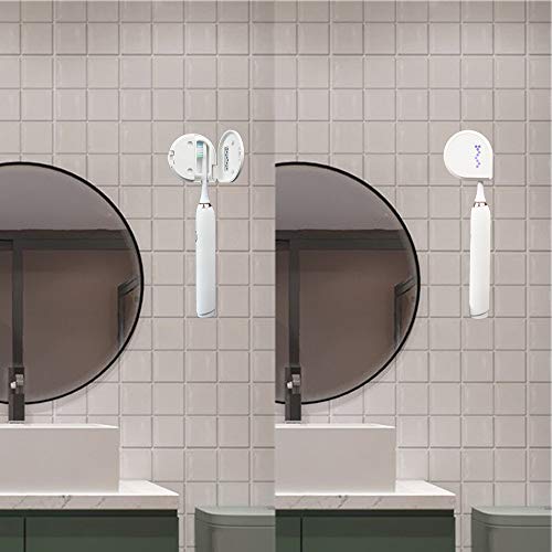 UVC LED Toothbrush Sterilizer Portable Toothbrush Holder Case Travel Toothbrush Sanitizer Wall Mount Cleaner Organizer Battery Powered (White)