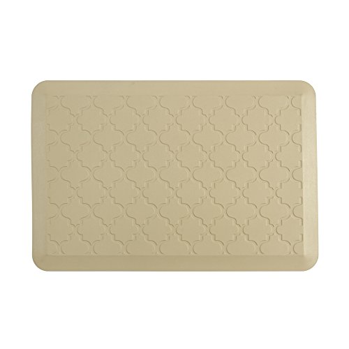 EverGrace Comfort Floor Mat Lattice Pattern PU Anti-fatigue Kitchen Rug Standing Mats for Kitchens or Office Desk, W20 x L30 x H3/4" (Beige)