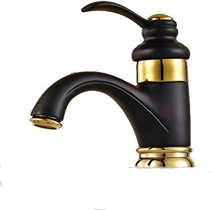 6.5'' Bathroom Sink Faucet Vanity Brass Faucet Basin Mixer Taps Deck Mount, Black Plated and Gold AMB3201