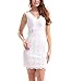 HOSBY Women Sexy White Backless Sleeveless V Neck Lace Short Dress Large