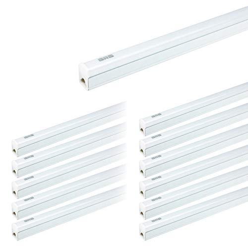 (Pack of 12) GRG Linkable LED Utility Shop Light, Garage Lights, 4Ft 20W 2200lm 6500K, T5 Integrated Single Fixture, LED Ceiling & Under Cabinet Light, T5 T8 Fluorescent Tube Light Fixture Replacement
