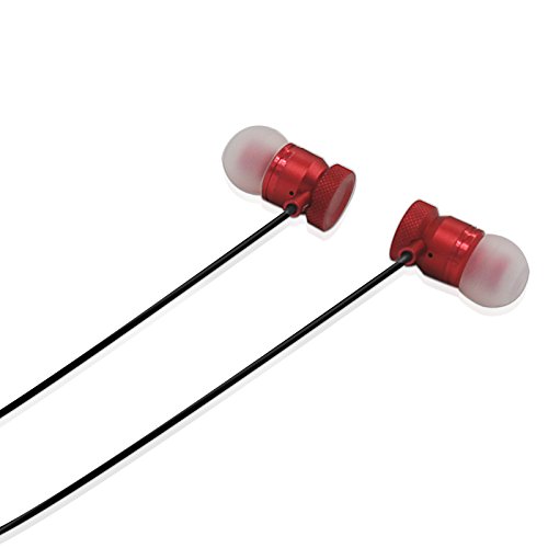 Bluetooth Headphones with Mic Bass Noise Cancelling, New Trent Bluetooth Sport HD Stereo Headset In-ear Earbuds Earphones with Flexible Ear Hooks (Red)