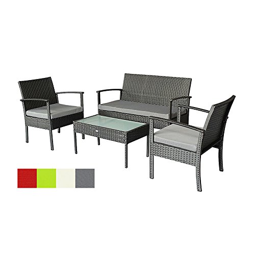 Oakside Small Patio Furniture Set Outdoor Wicker Porch Furniture Loveseat and Chairs with Extra ...
